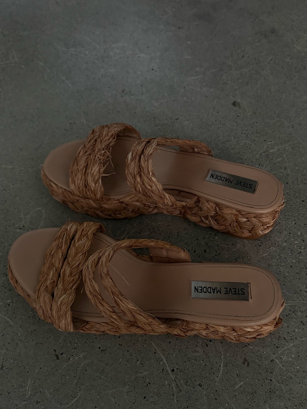 Steve Madden Braided Platform Slide Sandals - Brown